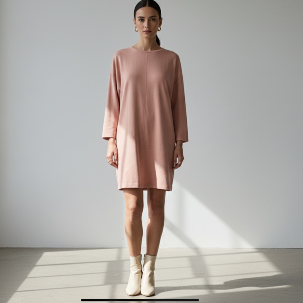 NWT Emerson Fry Nude Blush Pink Tencel mini Shift Dress Size Small